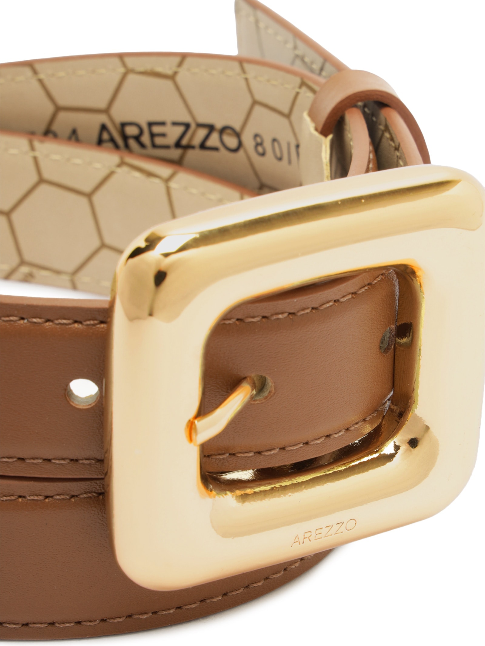 Cinto Feminino Couro Médio Maxi Fivela Quadrada – Marrom Arezzo