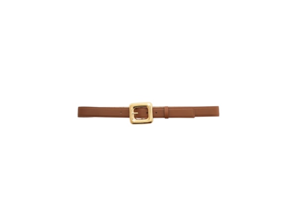 Cinto Feminino Couro Médio Maxi Fivela Quadrada – Marrom