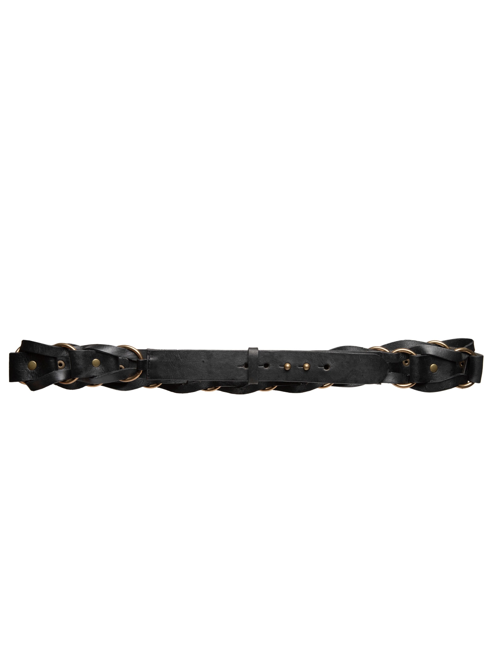 Cinto Feminino Couro Trancado E Argola Preto Maria Filó