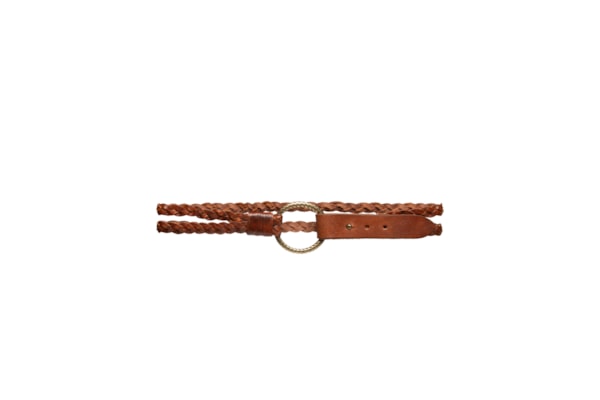 Cinto Feminino Couro Tresse Argola Texturizada - Marrom