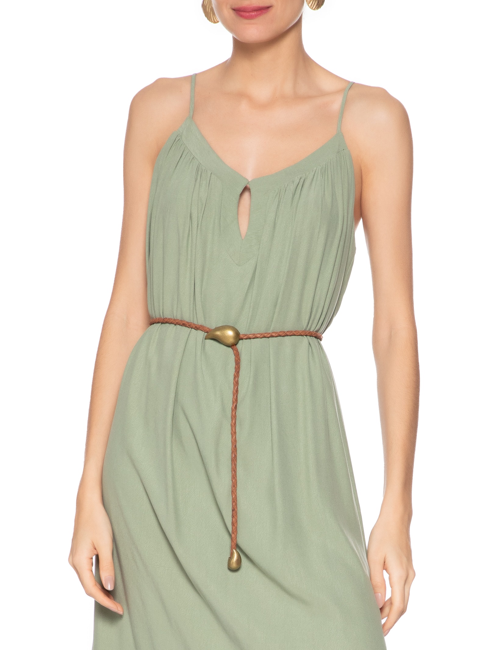 Cinto Feminino Couro Tressê Metal Paisley Marrom Maria Filó