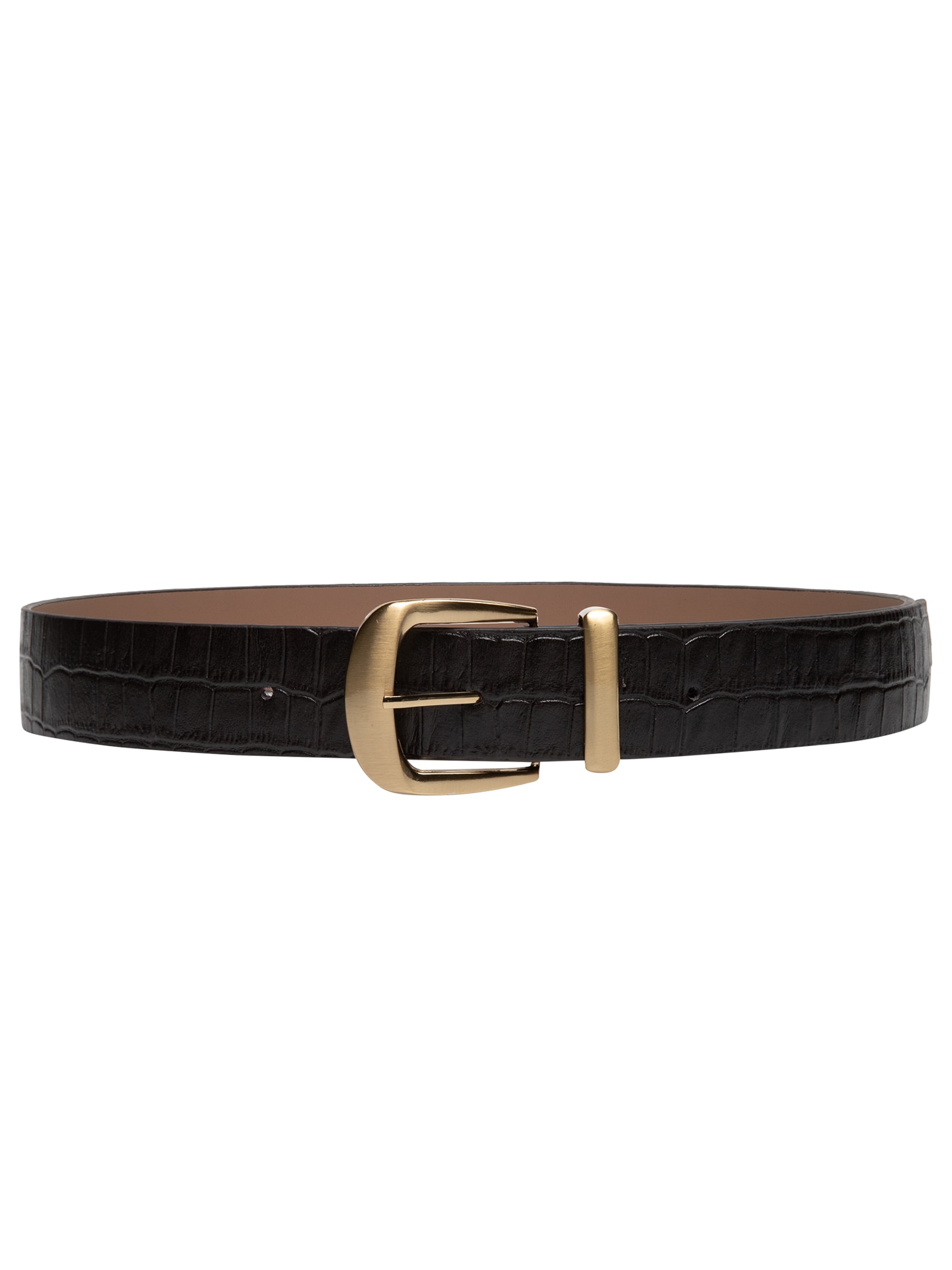 Cinto Feminino Croco Em Couro Marrom Market 33
