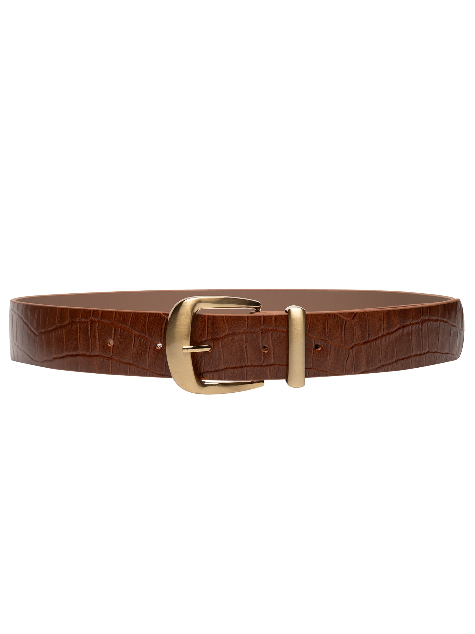 Cinto Feminino Croco Em Couro Marrom Market 33