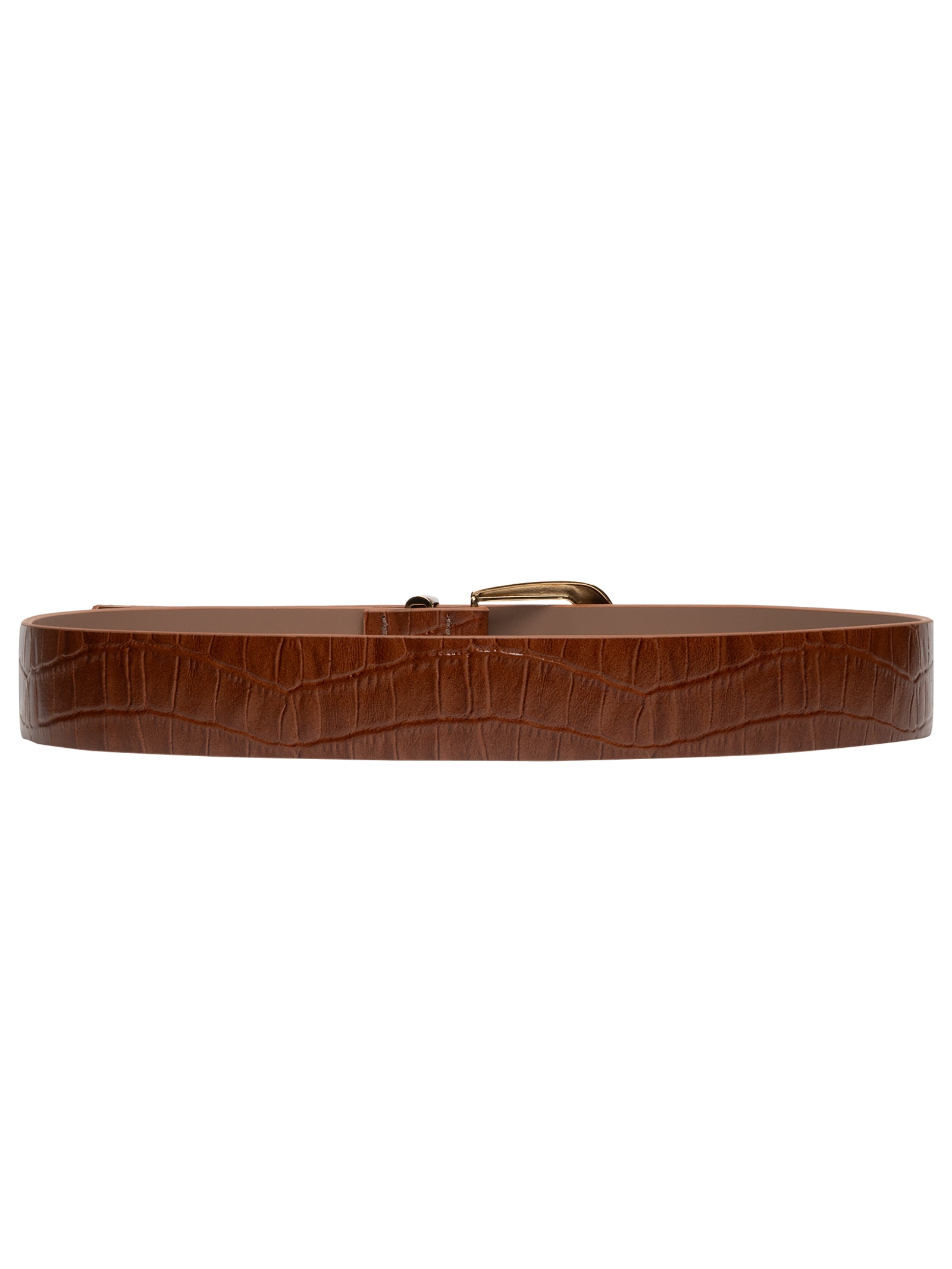 Cinto Feminino Croco Em Couro Marrom Market 33