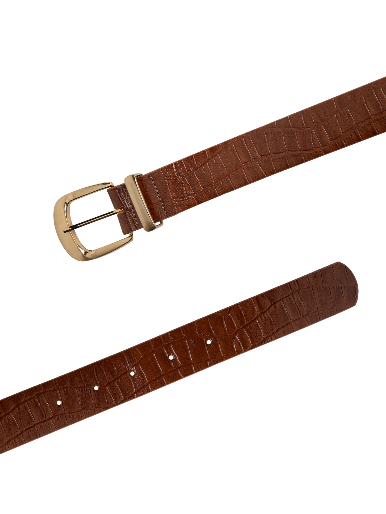 Cinto Feminino Croco Em Couro Marrom Market 33