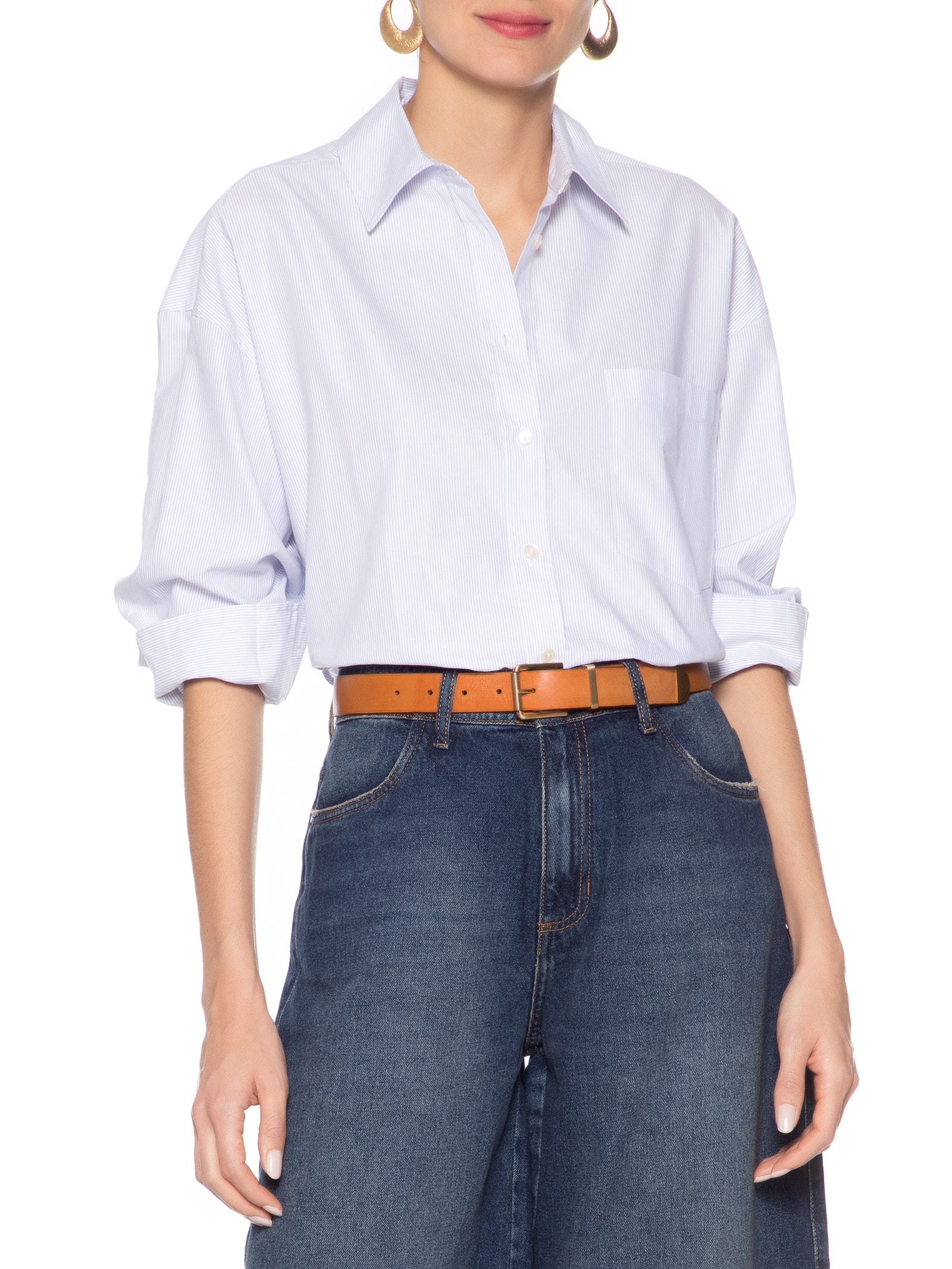 Cinto Feminino De Couro Fivela Bold Marrom Animale