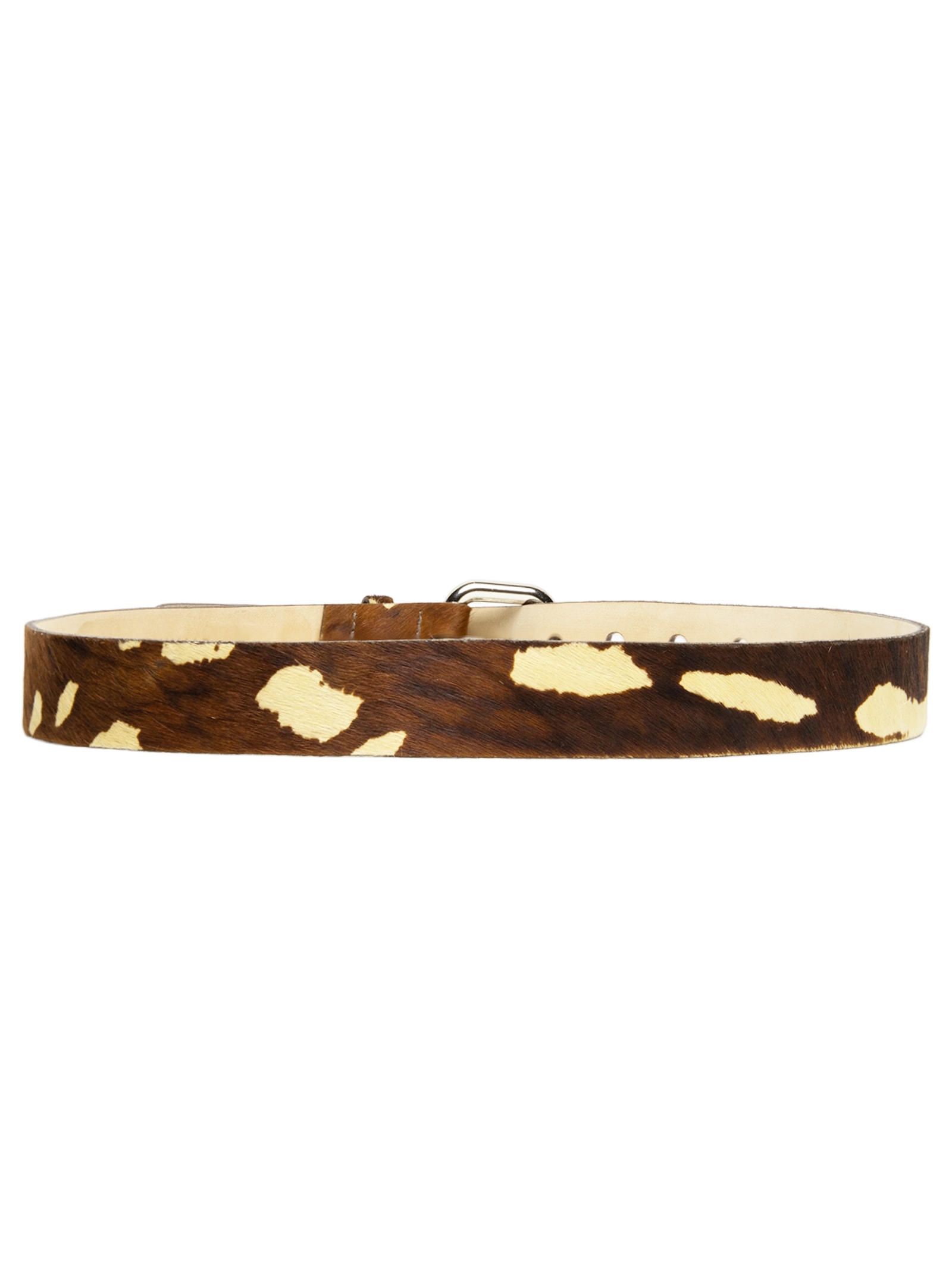 Cinto Feminino De Couro Hiper Bold Fur Marrom Animale