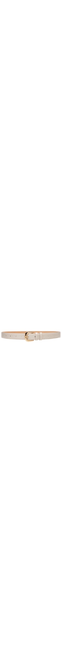 Cinto Feminino de Couro Lezard com Dois Passantes e Fivela Dourada - 2,5 - Off White