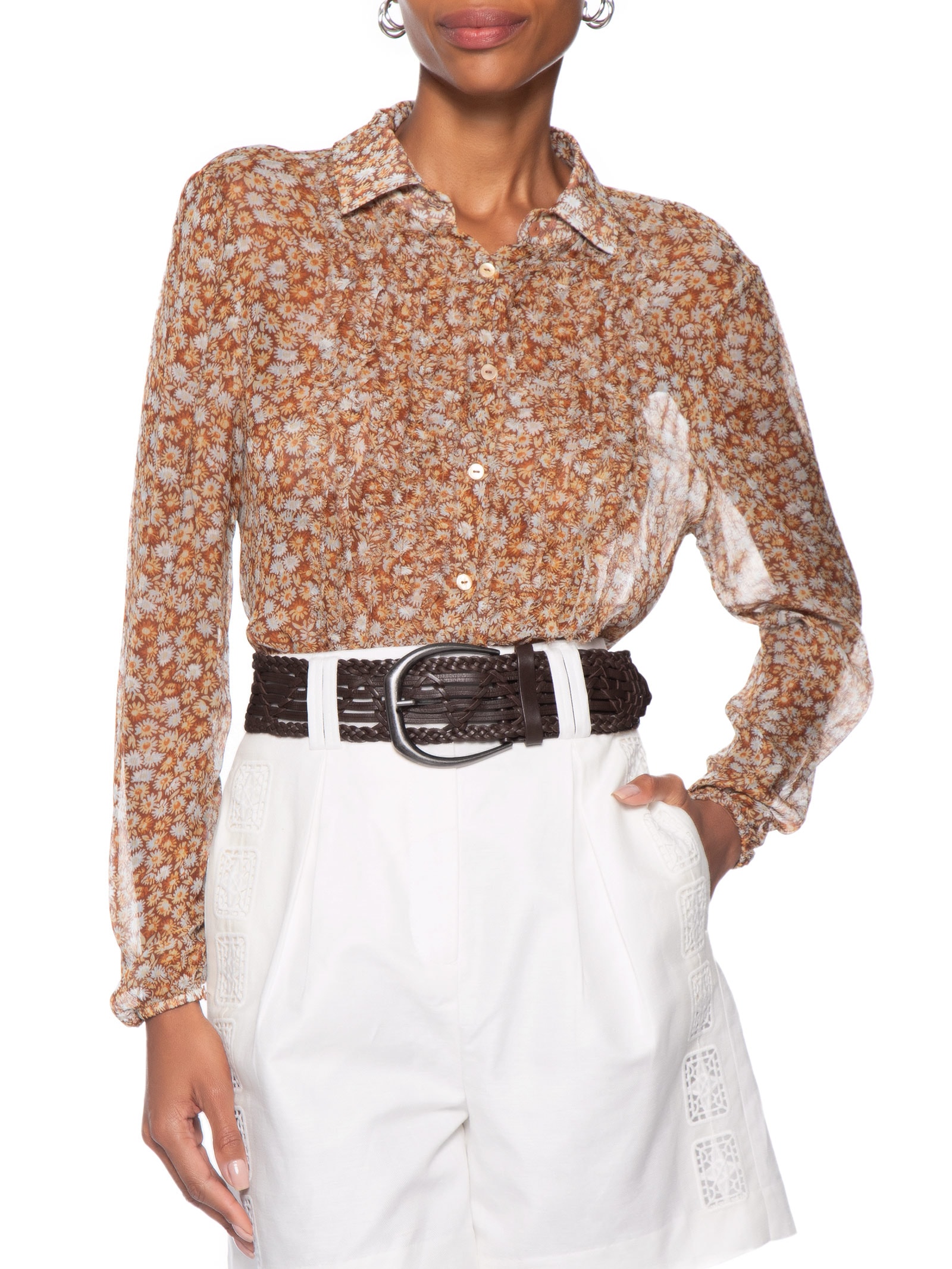 Cinto Feminino De Couro Macramê Marrom Animale
