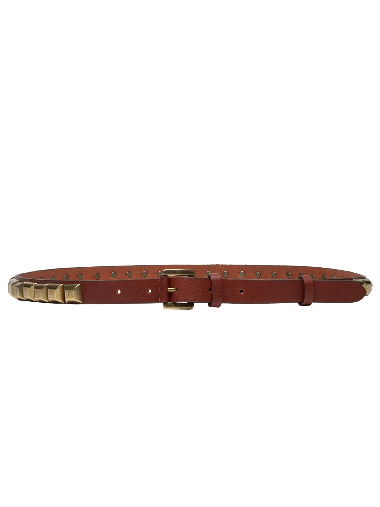 Cinto Feminino De Couro Maxi Spike Marrom Animale