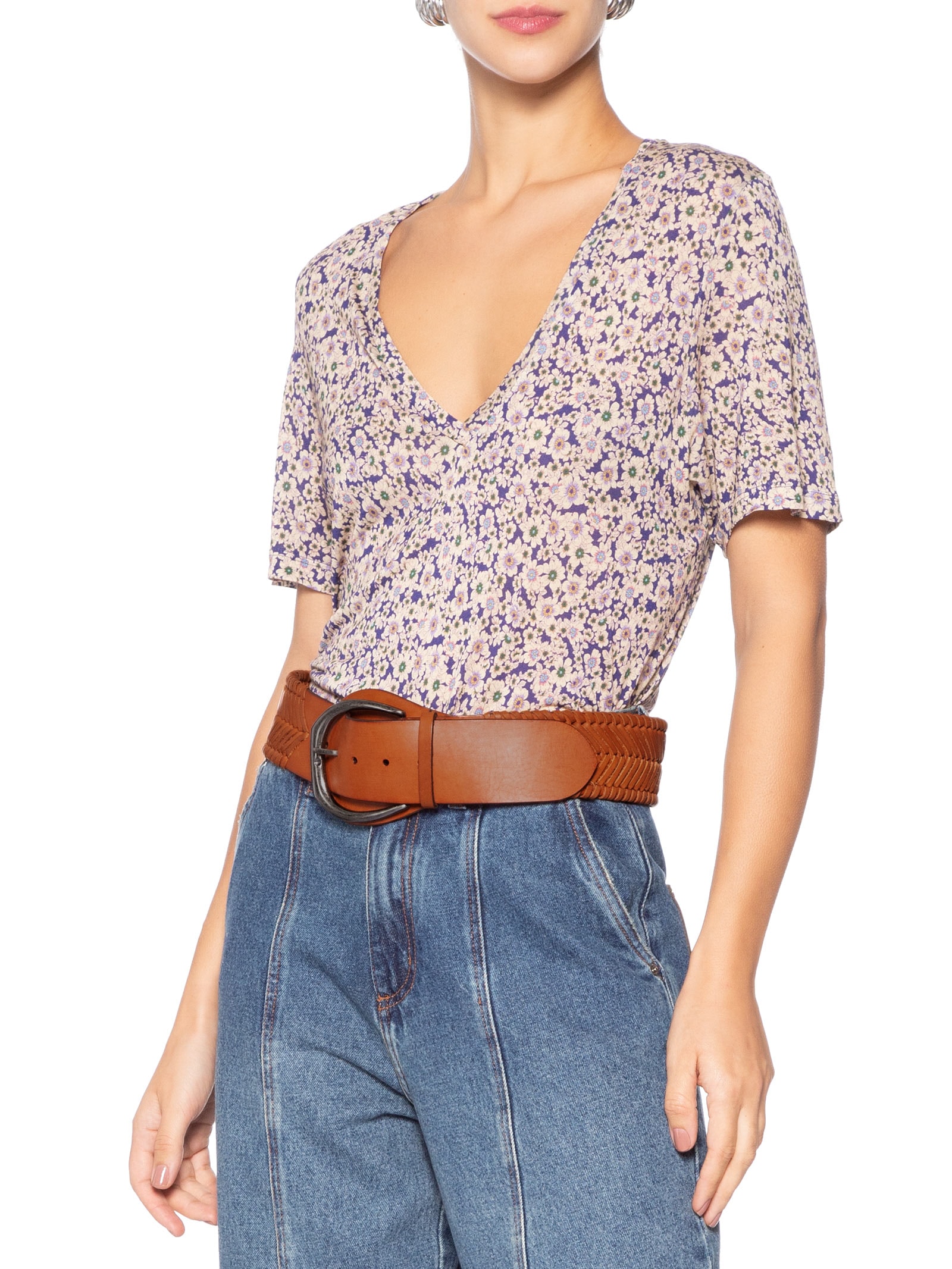 Cinto Feminino de Couro Maxi Tresset Marrom Animale