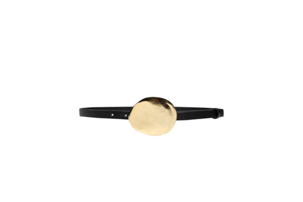 Cinto Feminino De Couro Metal Batido - Preto