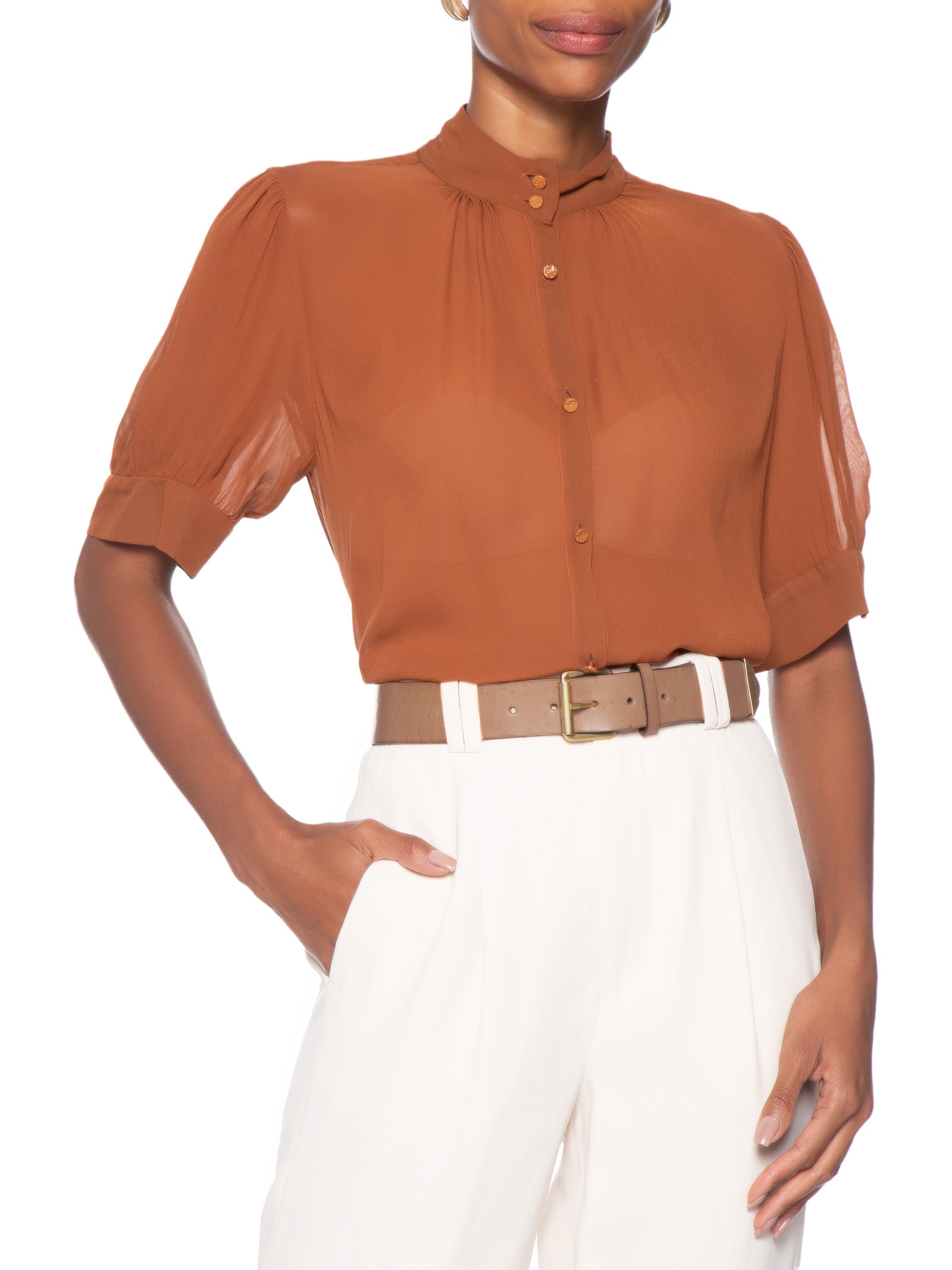 Cinto Feminino De Couro Ponteira Marrom Animale