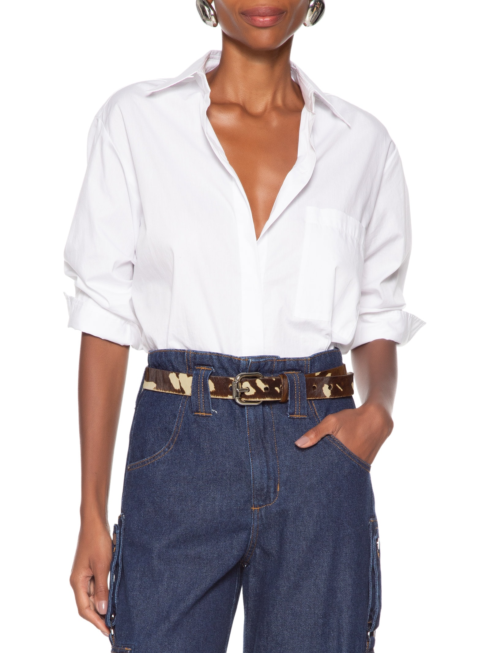 Cinto Feminino De Couro Super Bold Fur Marrom Animale