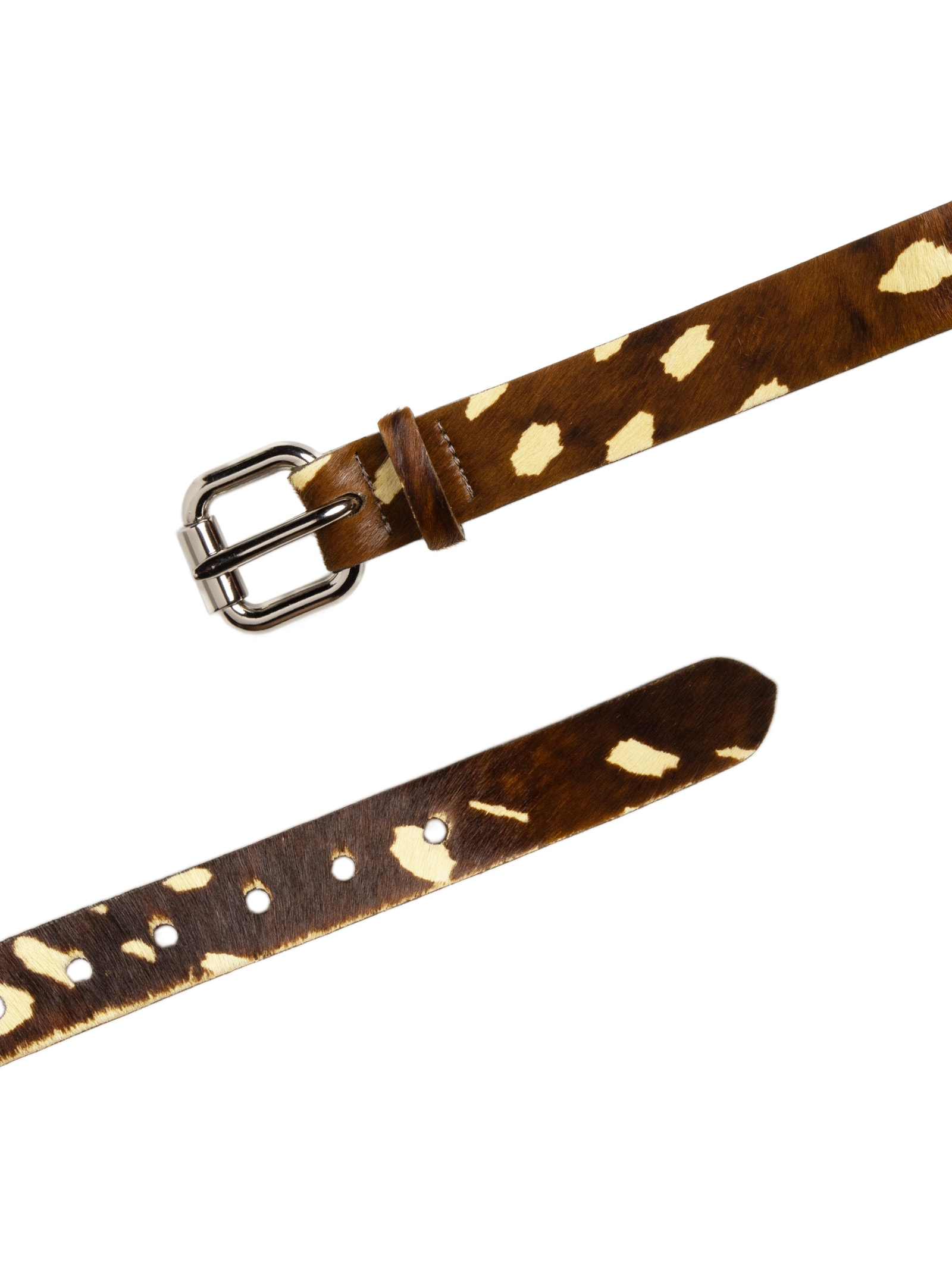 Cinto Feminino De Couro Super Bold Fur Marrom Animale