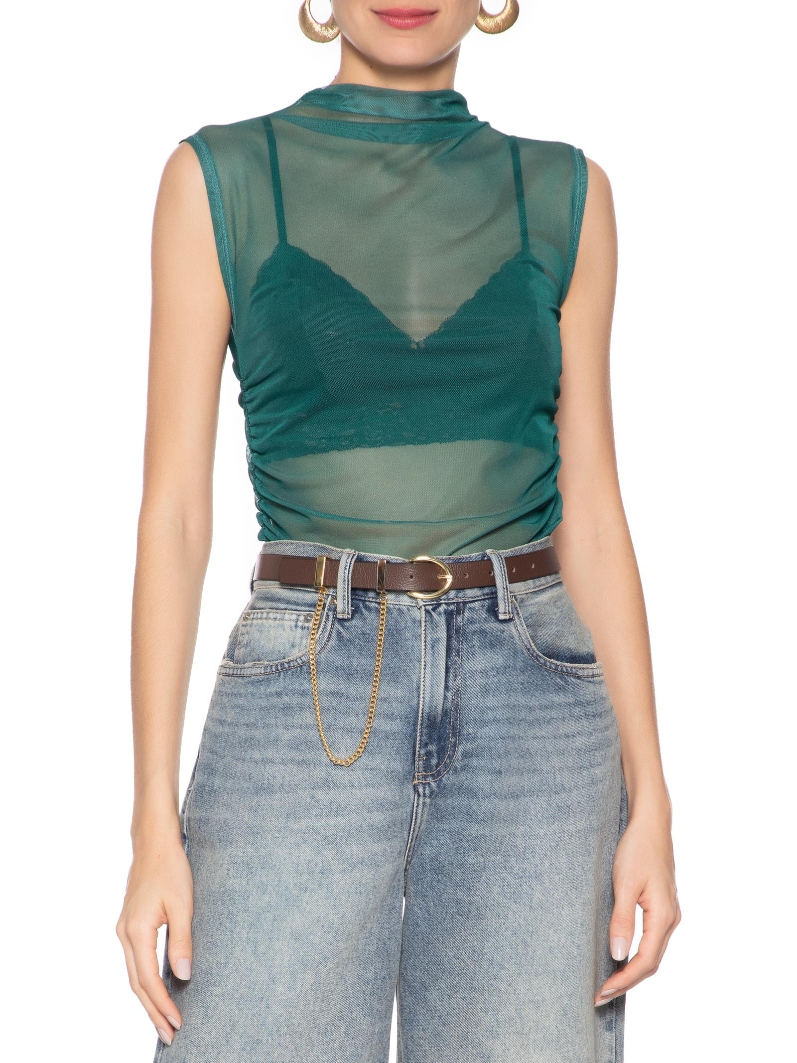 Cinto Feminino Detalhe Corrente Viena Marrom Luiza Barcelos