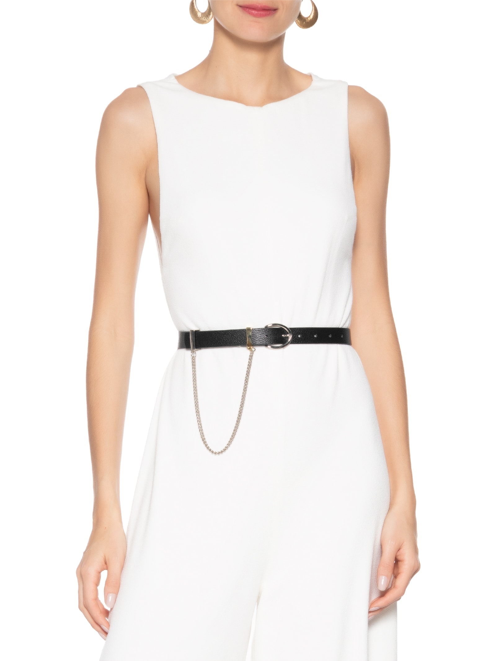 Cinto Feminino Detalhe Corrente Viena Preto Luiza Barcelos