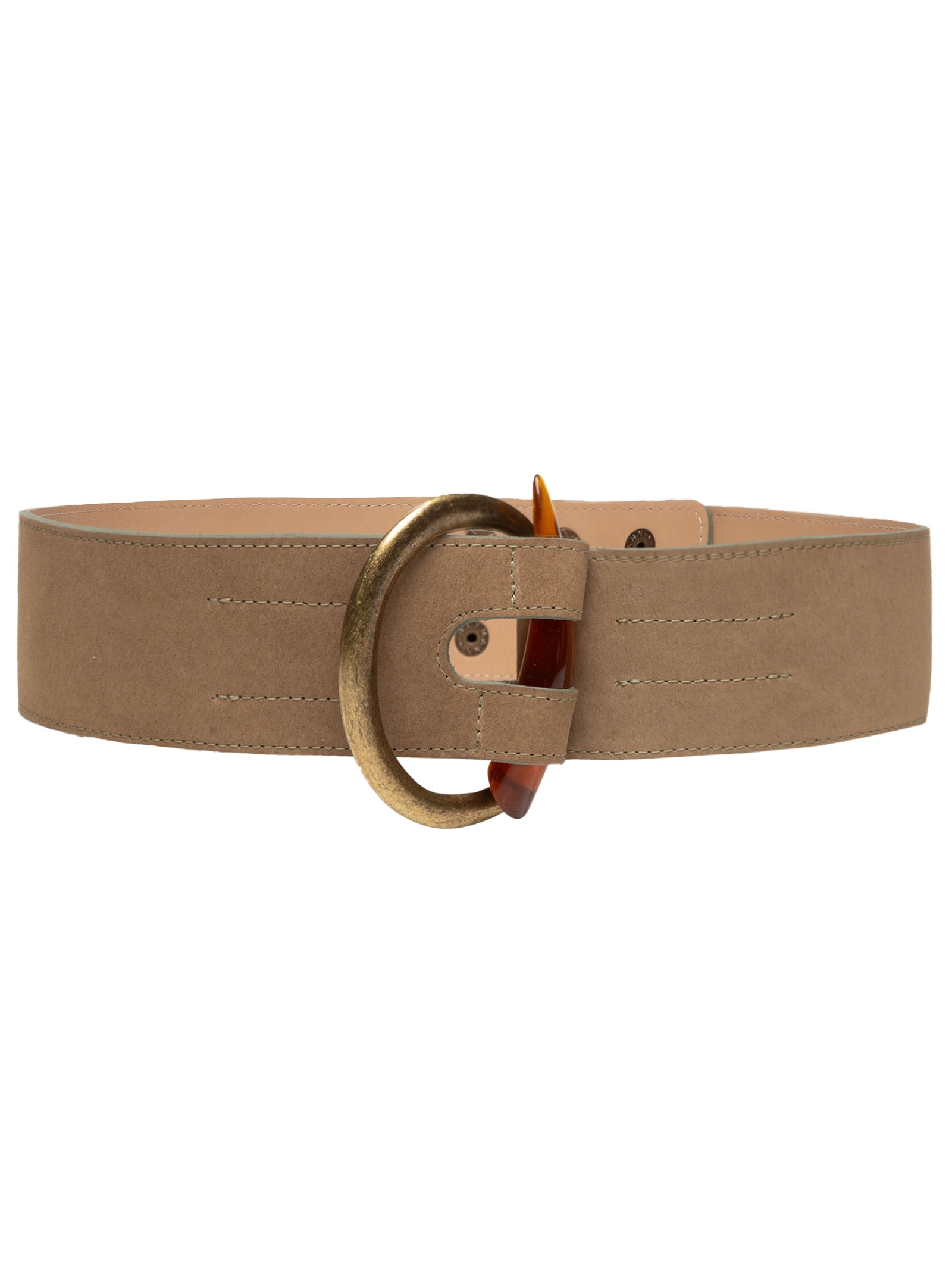 Cinto Feminino Em Camurça Com Dente Bege Maria Filó