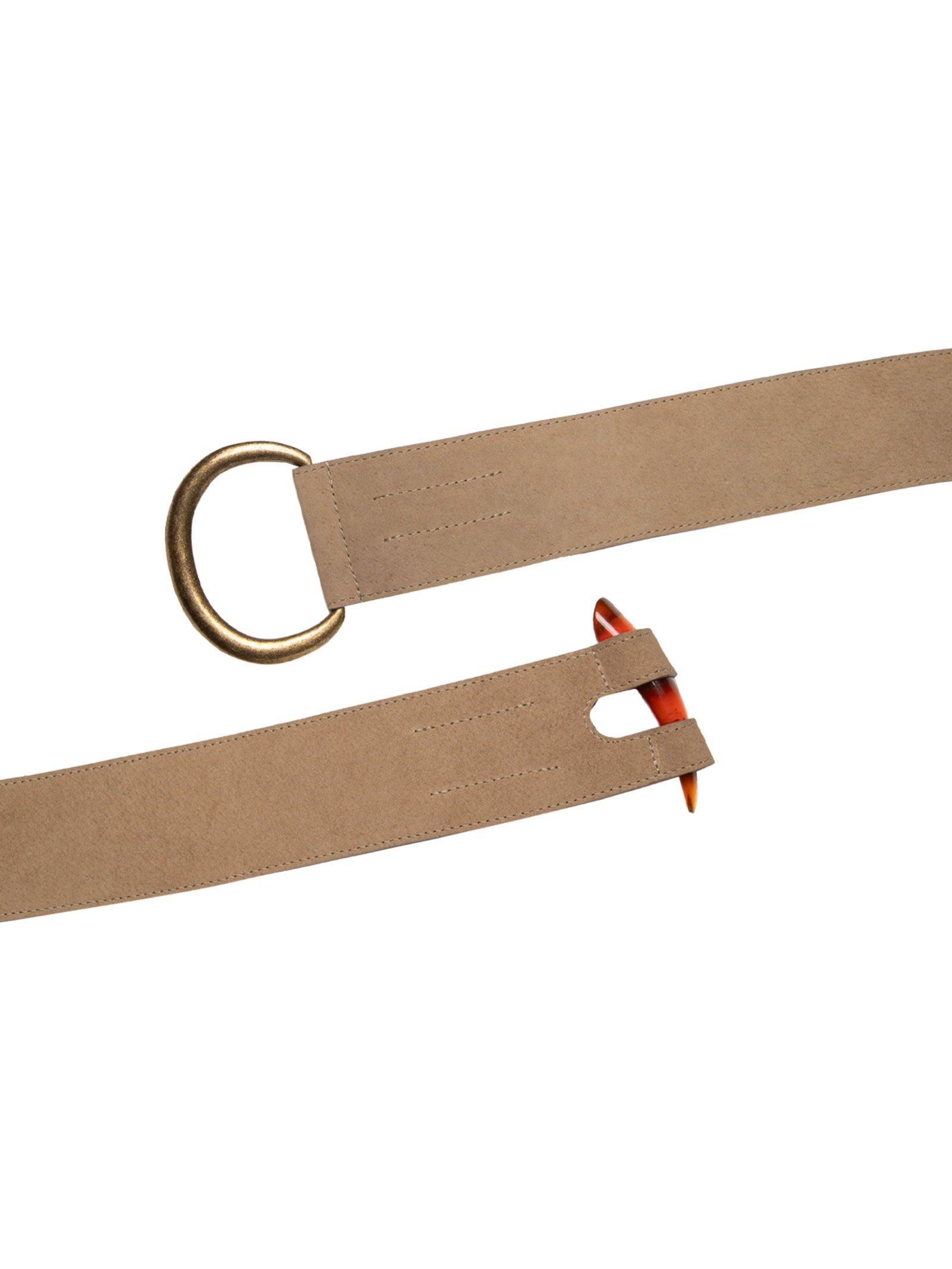 Cinto Feminino Em Camurça Com Dente Bege Maria Filó