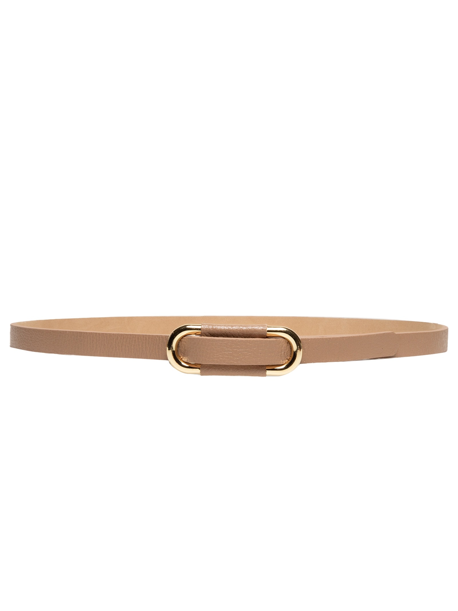 Cinto Feminino Em Couro Com Fivela Arredondada Bege Market 33