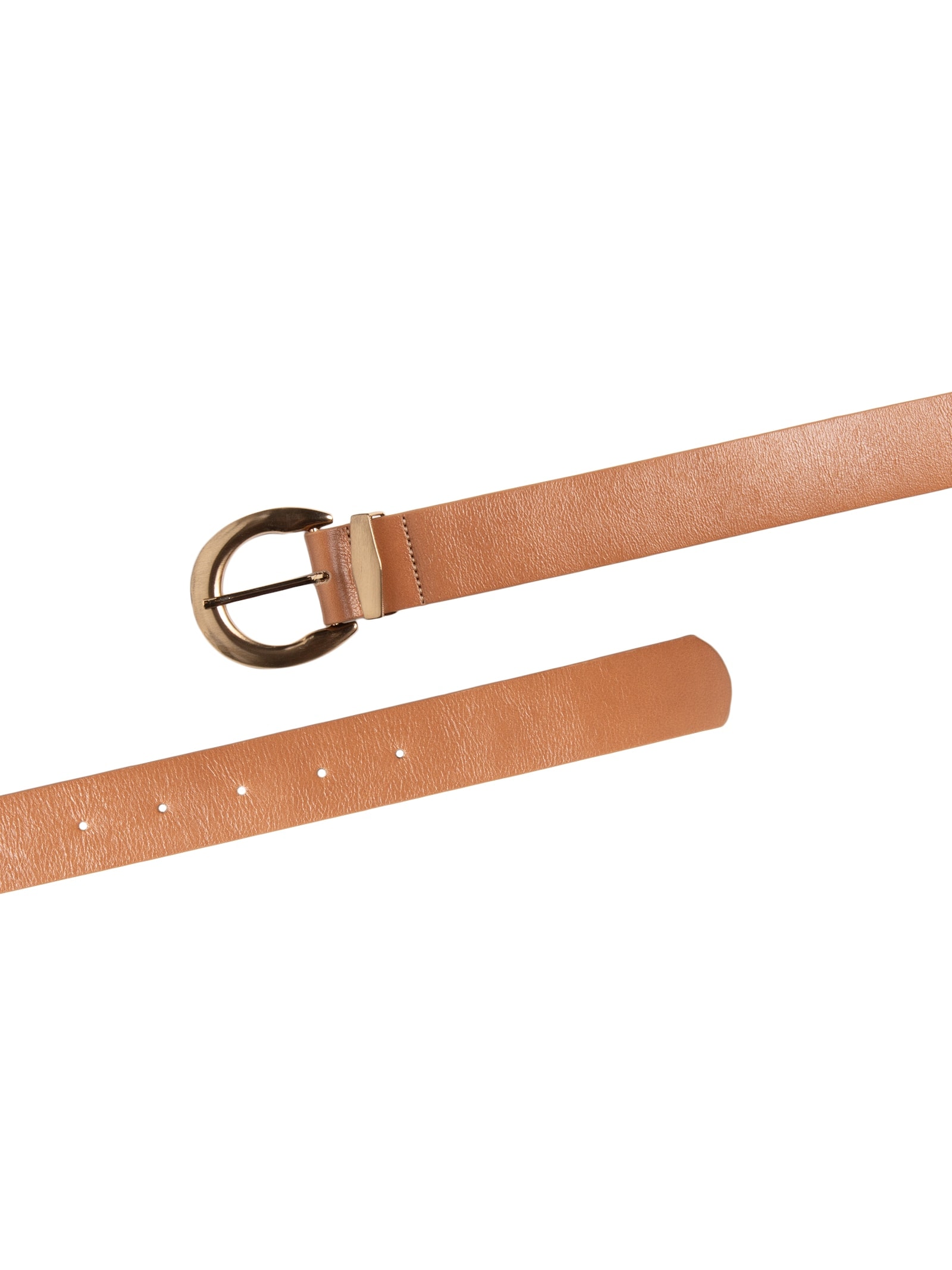 Cinto Feminino Em Couro Com Fivela Arredondada Bege Market 33