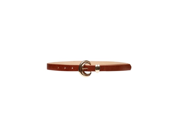 Cinto Feminino Em Couro Com Fivela Arredondada - Marrom