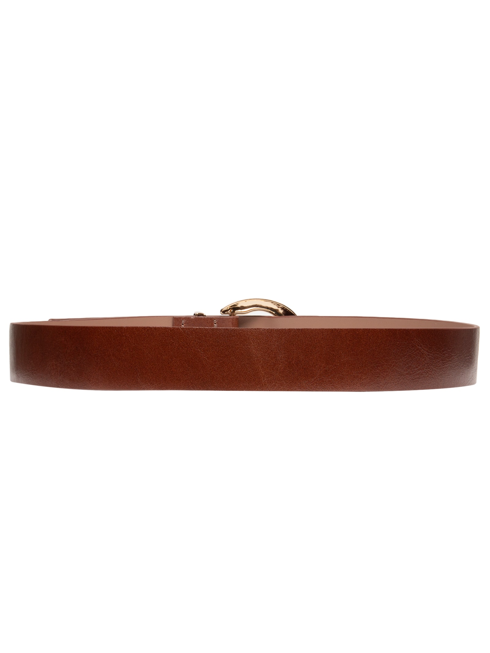Cinto Feminino Em Couro Com Fivela Arredondada Marrom Market 33