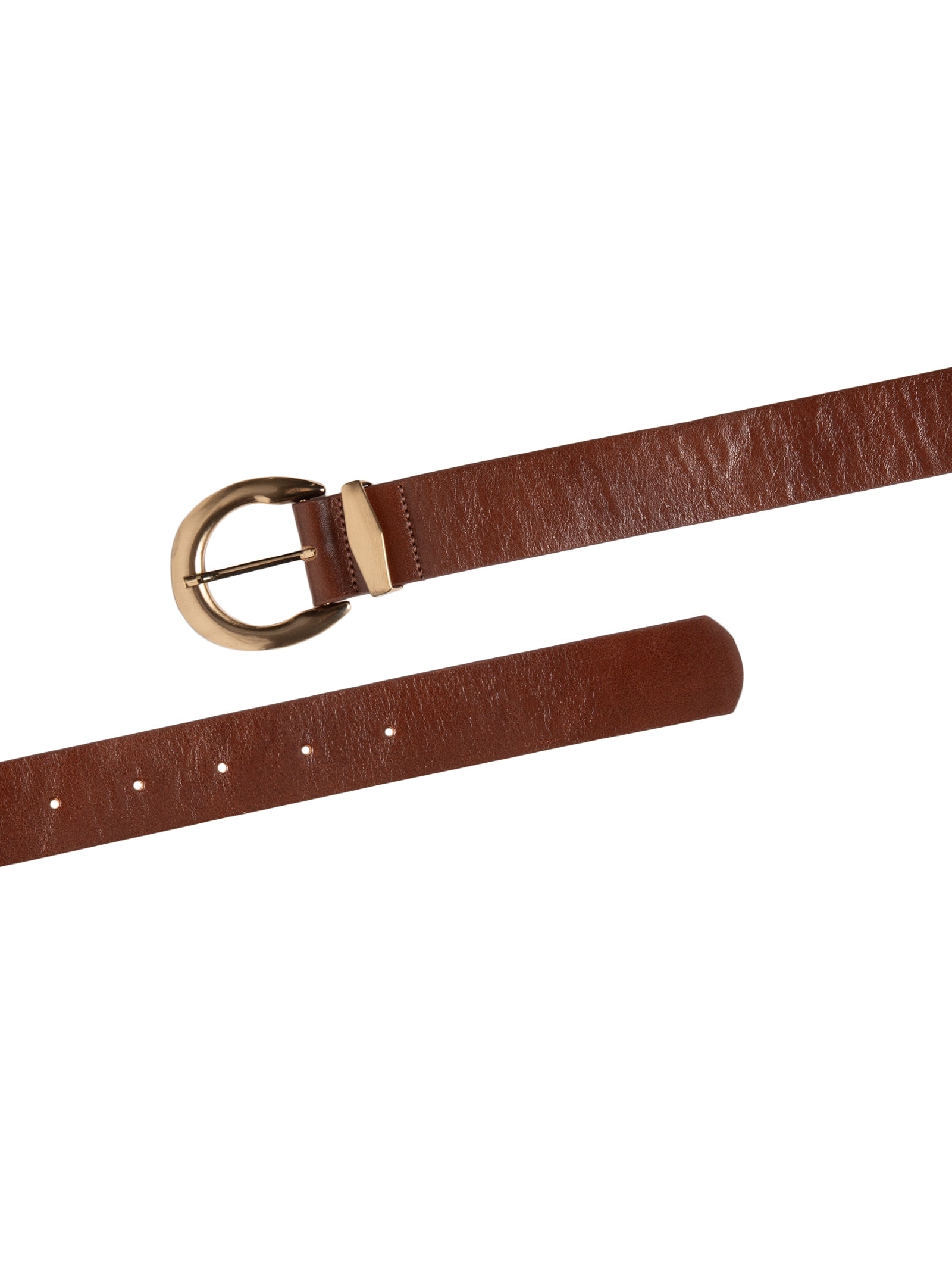 Cinto Feminino Em Couro Com Fivela Arredondada Marrom Market 33