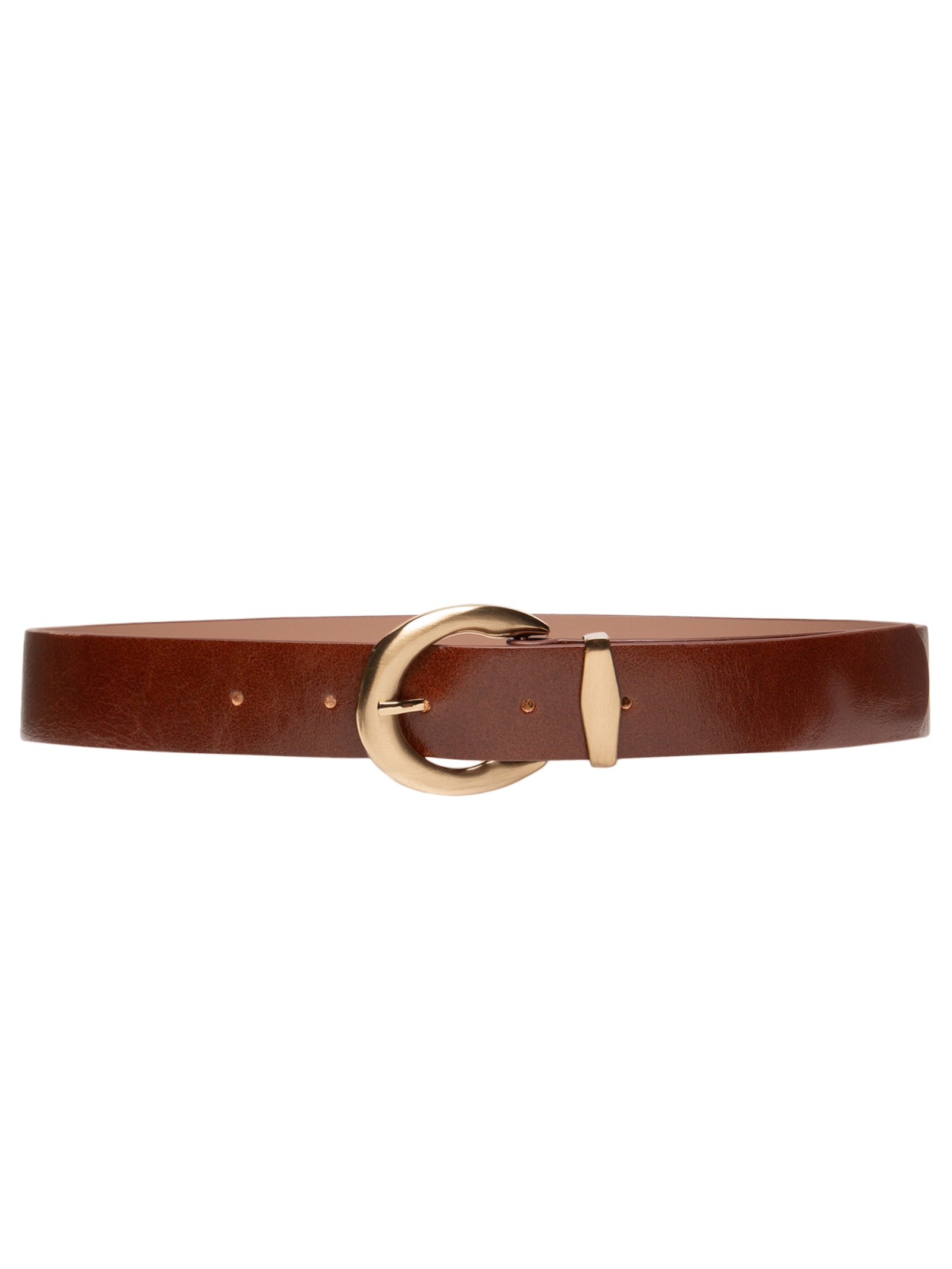 Cinto Feminino Em Couro Com Fivela Arredondada Marrom Market 33