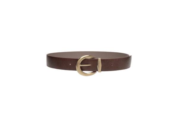 Cinto Feminino Em Couro Com Fivela Arredondada - Marrom