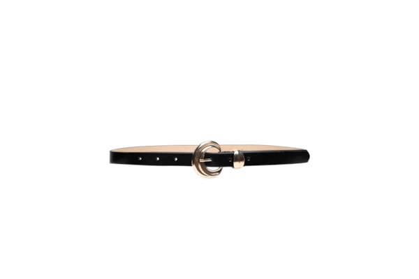 Cinto Feminino Em Couro Com Fivela Arredondada - Preto