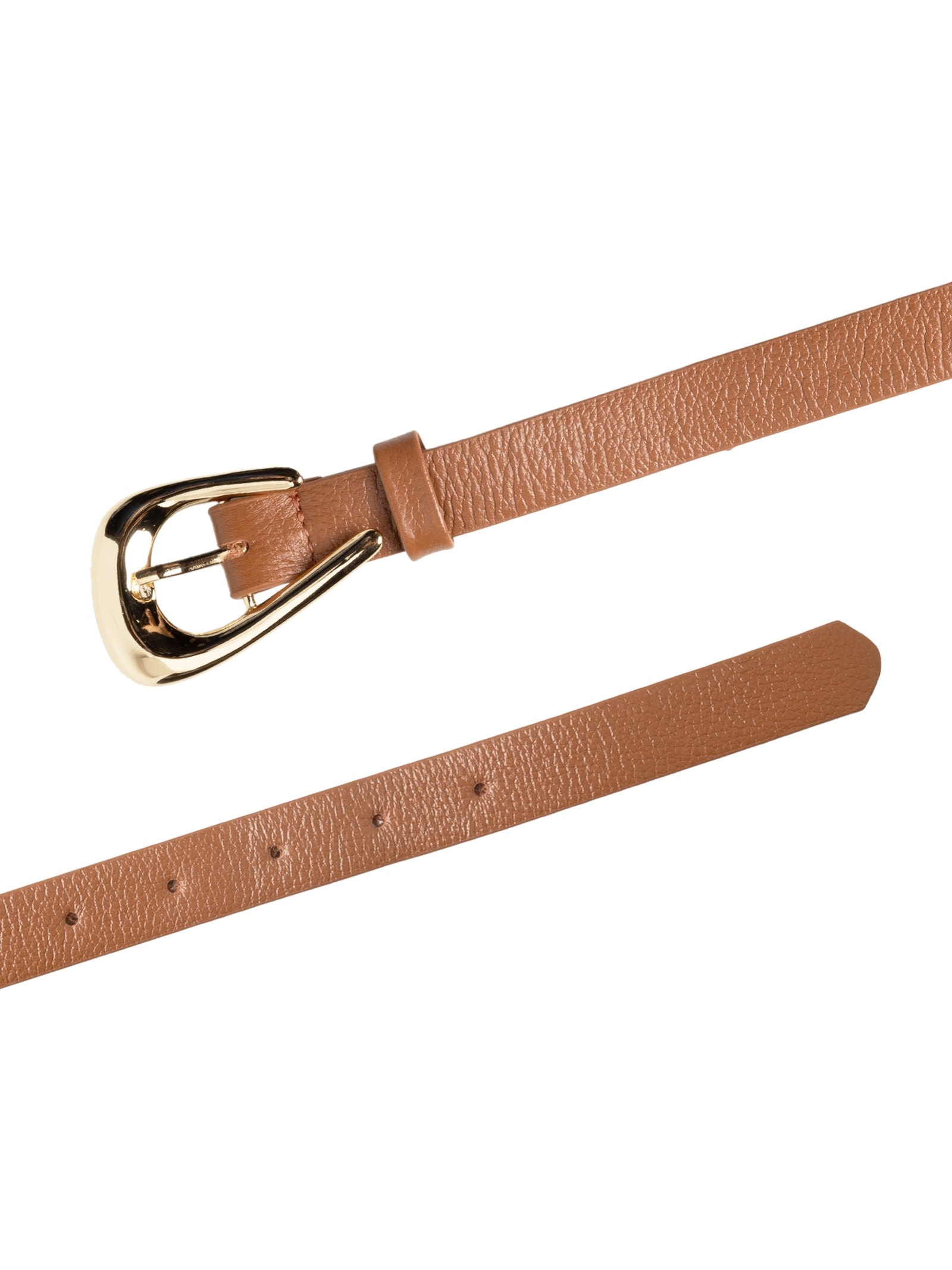 Cinto Feminino Em Couro Com Fivela Assimétrica Marrom Market 33