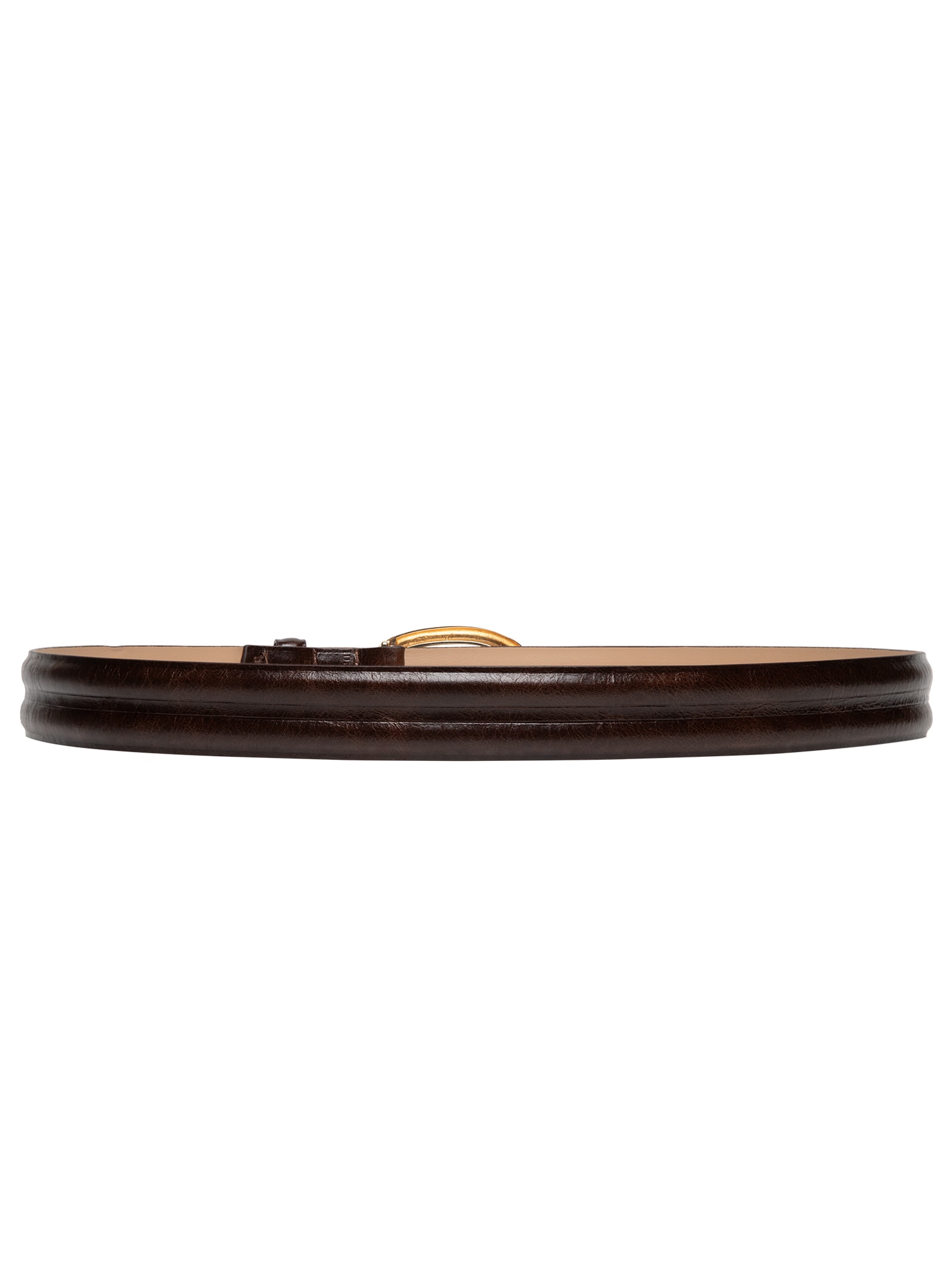 Cinto Feminino Em Couro Com Fivela Assimétrica Marrom Market 33