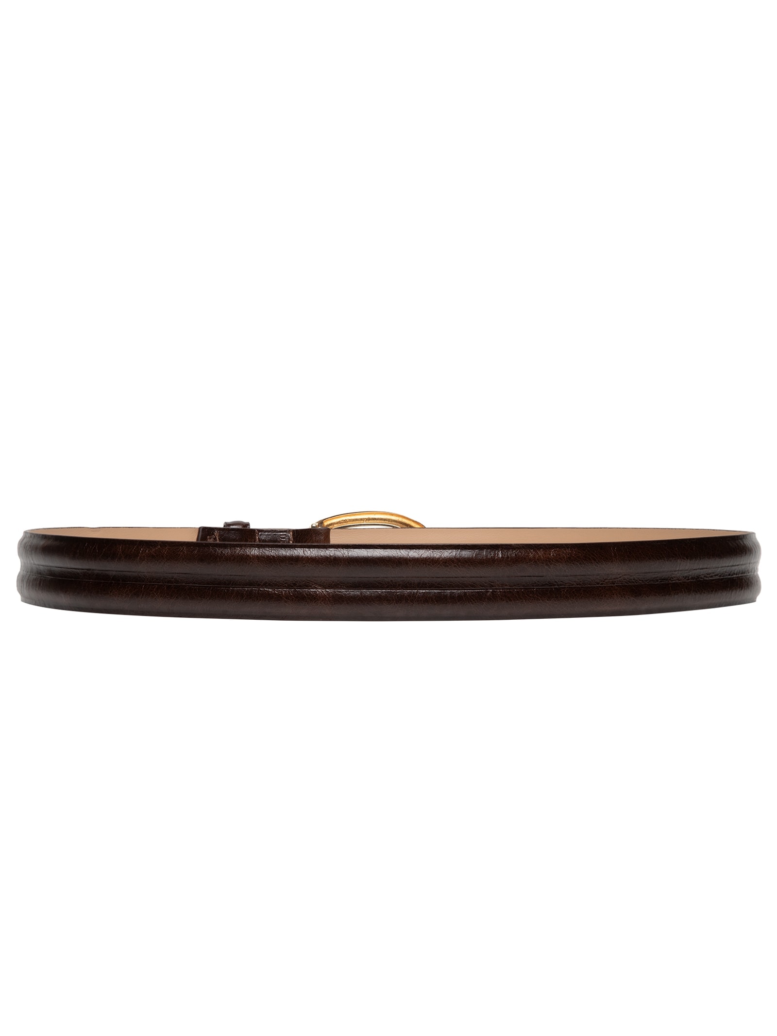 Cinto Feminino Em Couro Com Fivela Assimétrica Marrom Market 33