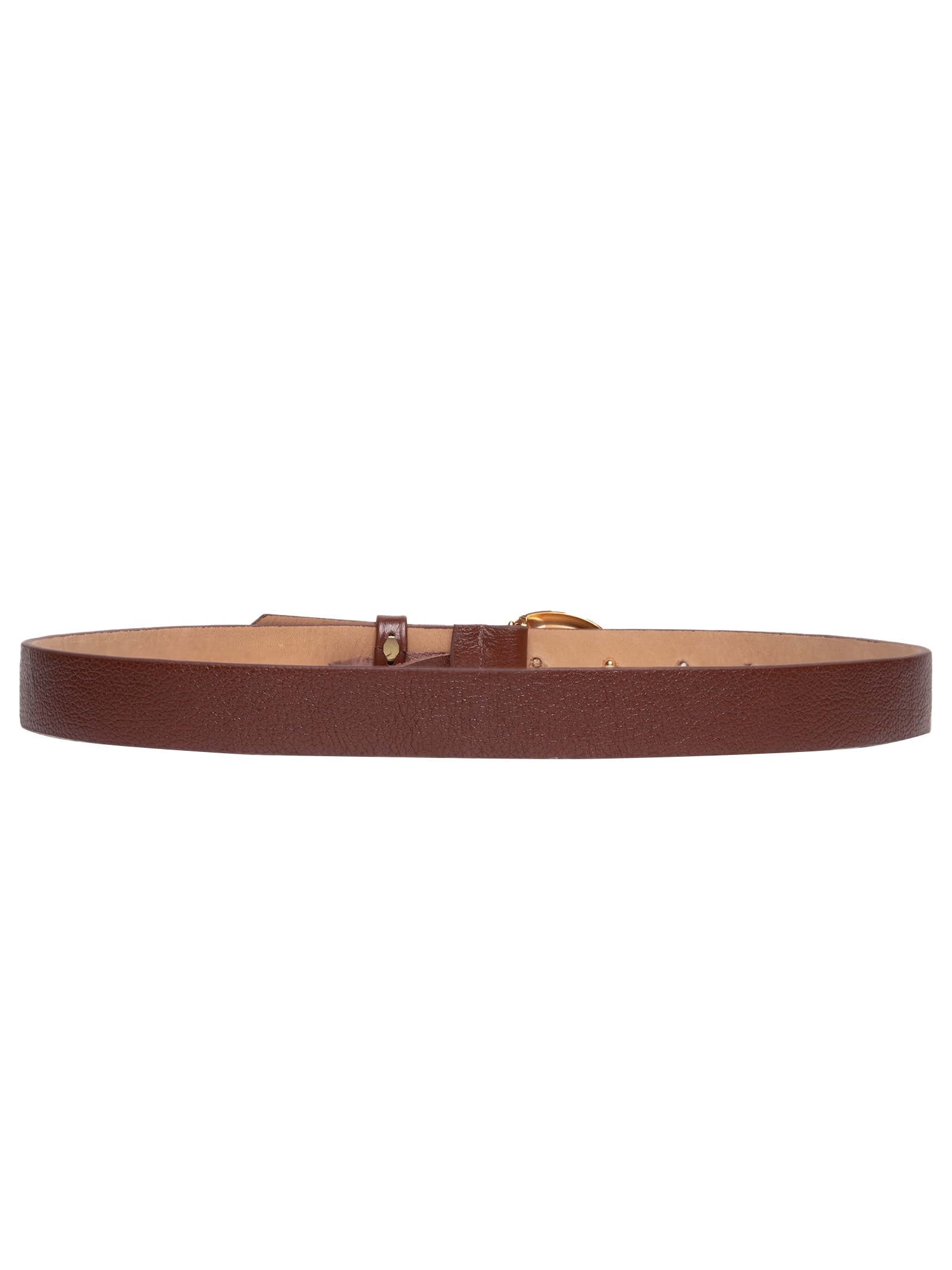 Cinto Feminino Em Couro Com Fivela Assimétrica Marrom Market 33