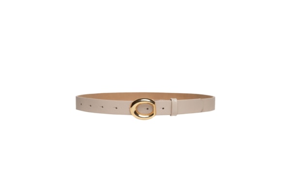 Cinto Feminino Em Couro Com Fivela Assimétrica - Off White