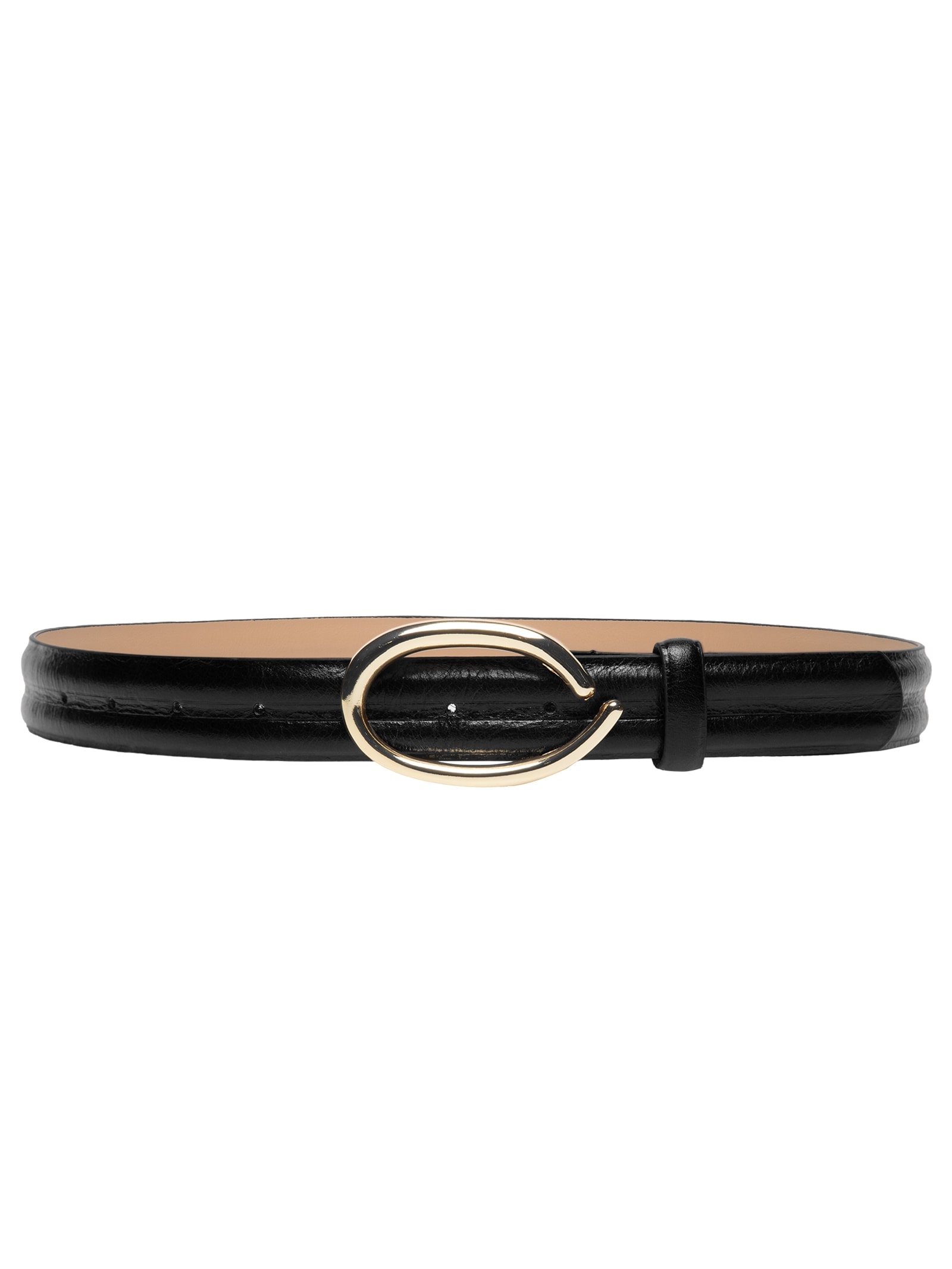 Cinto Feminino Em Couro Com Fivela Assimétrica Preto Market 33