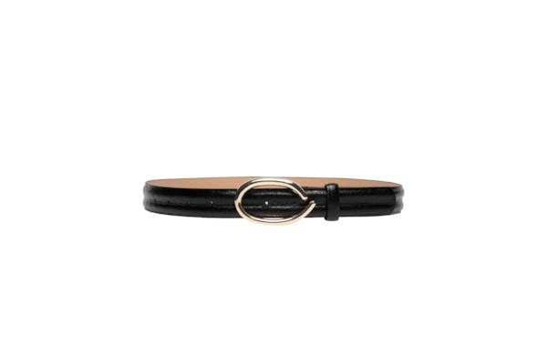 Cinto Feminino Em Couro Com Fivela Assimétrica - Preto