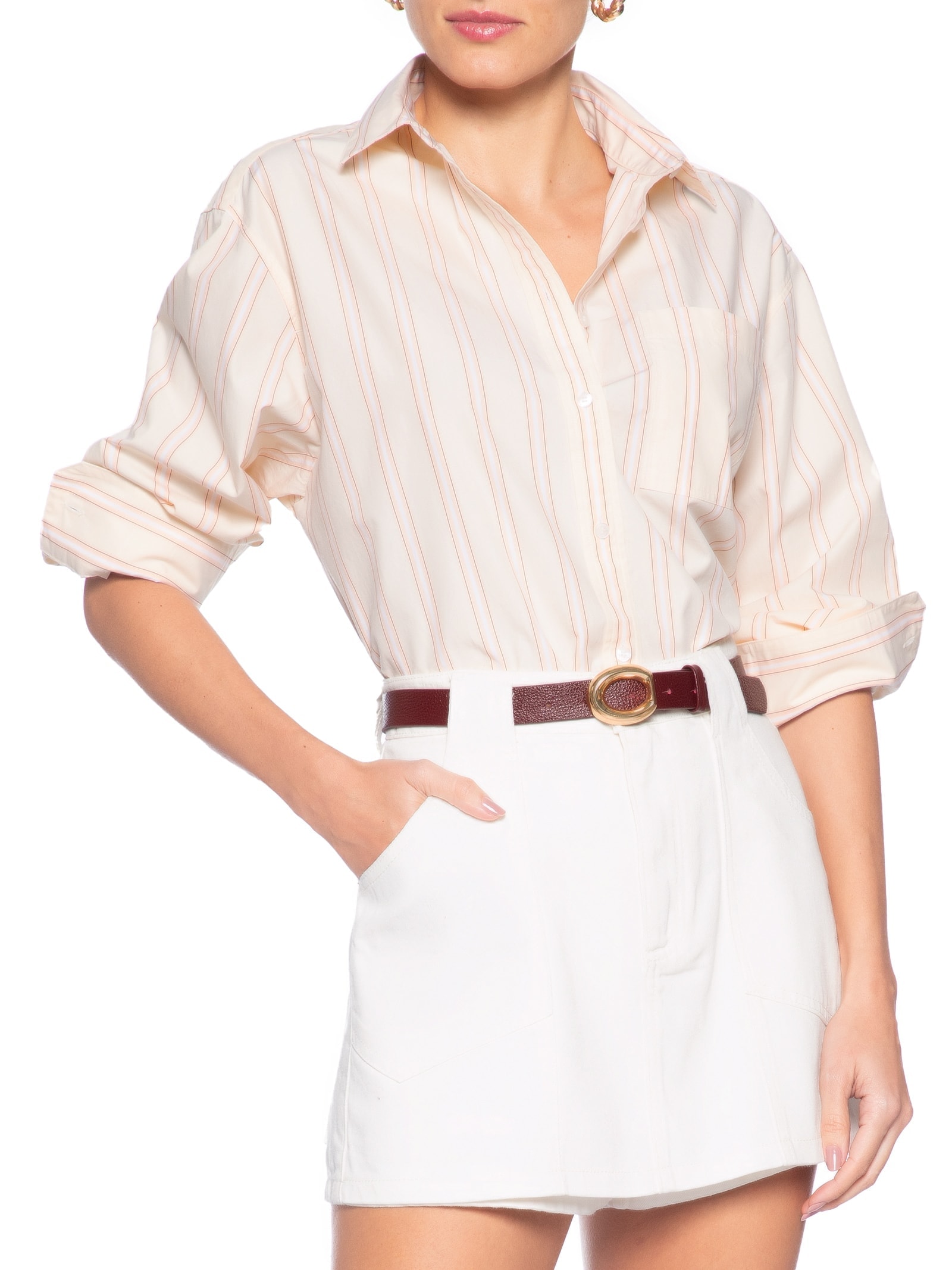 Cinto Feminino Em Couro Com Fivela Assimétrica Vermelho Market 33
