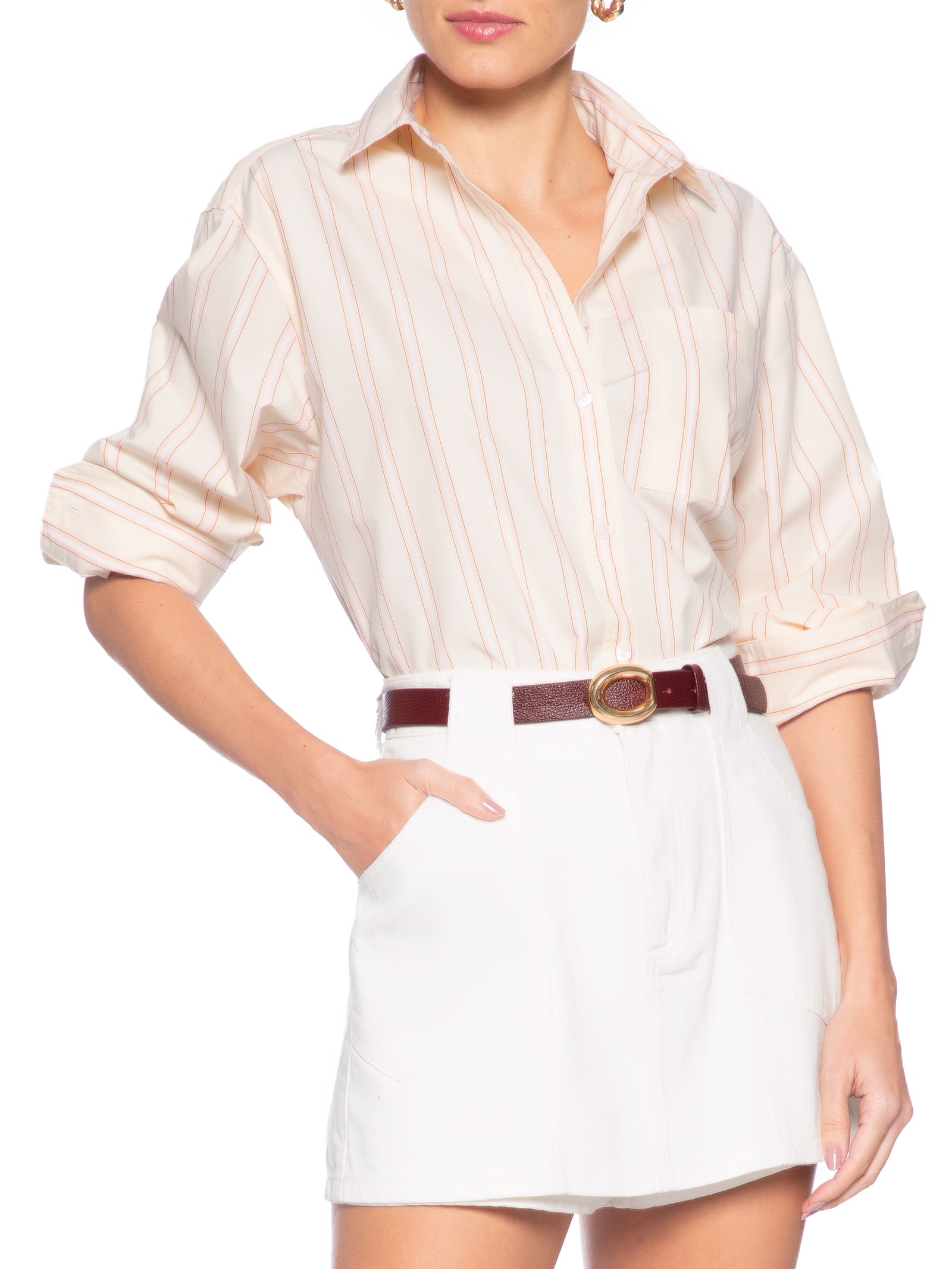Cinto Feminino Em Couro Com Fivela Assimétrica Vermelho Market 33