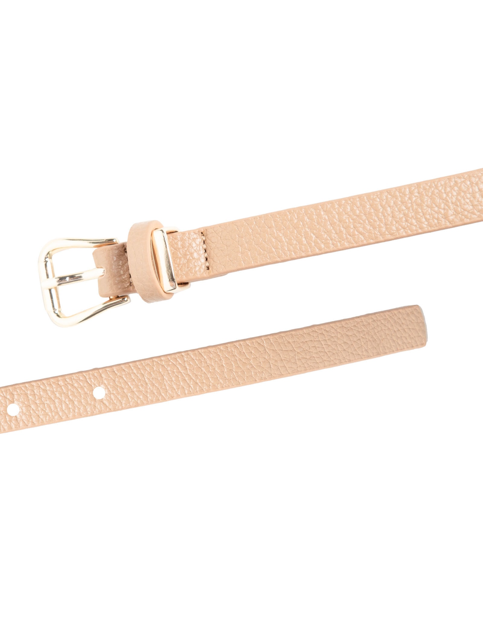 Cinto Feminino em Couro com Fivela Dourada Bege Market 33