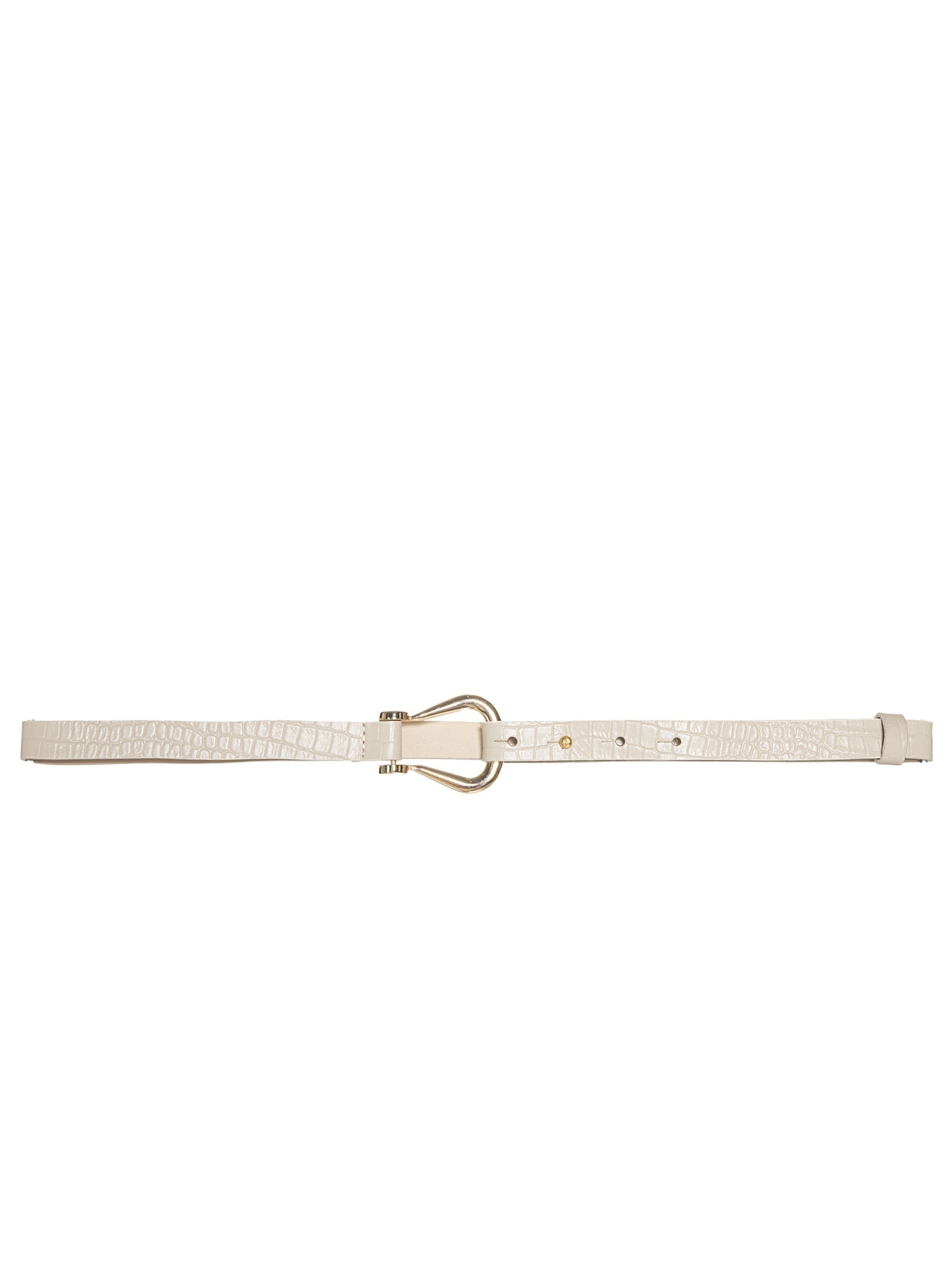 Cinto Feminino Em Couro Com Fivela Dourada Bege '2Essential