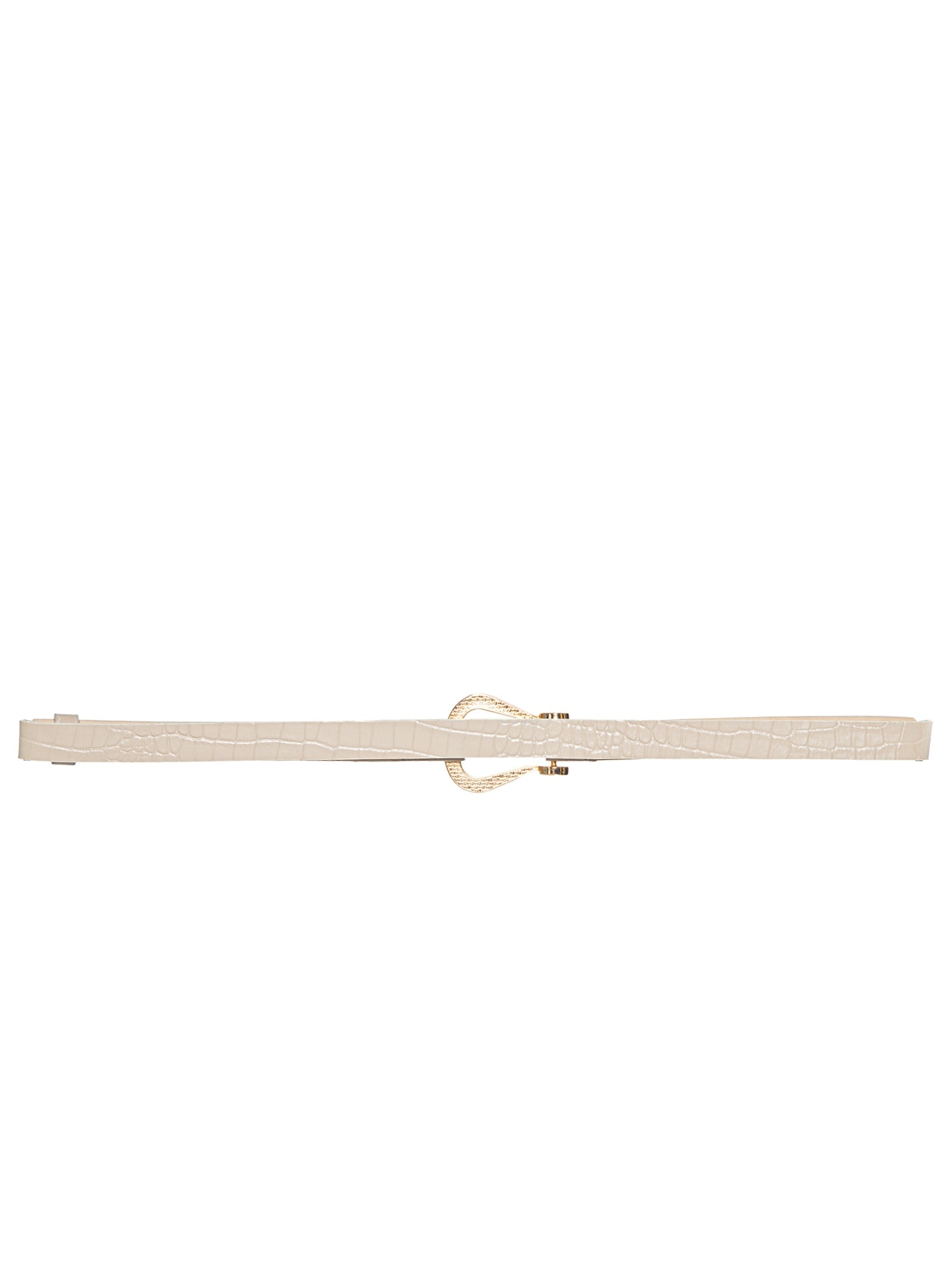 Cinto Feminino Em Couro Com Fivela Dourada Bege '2Essential