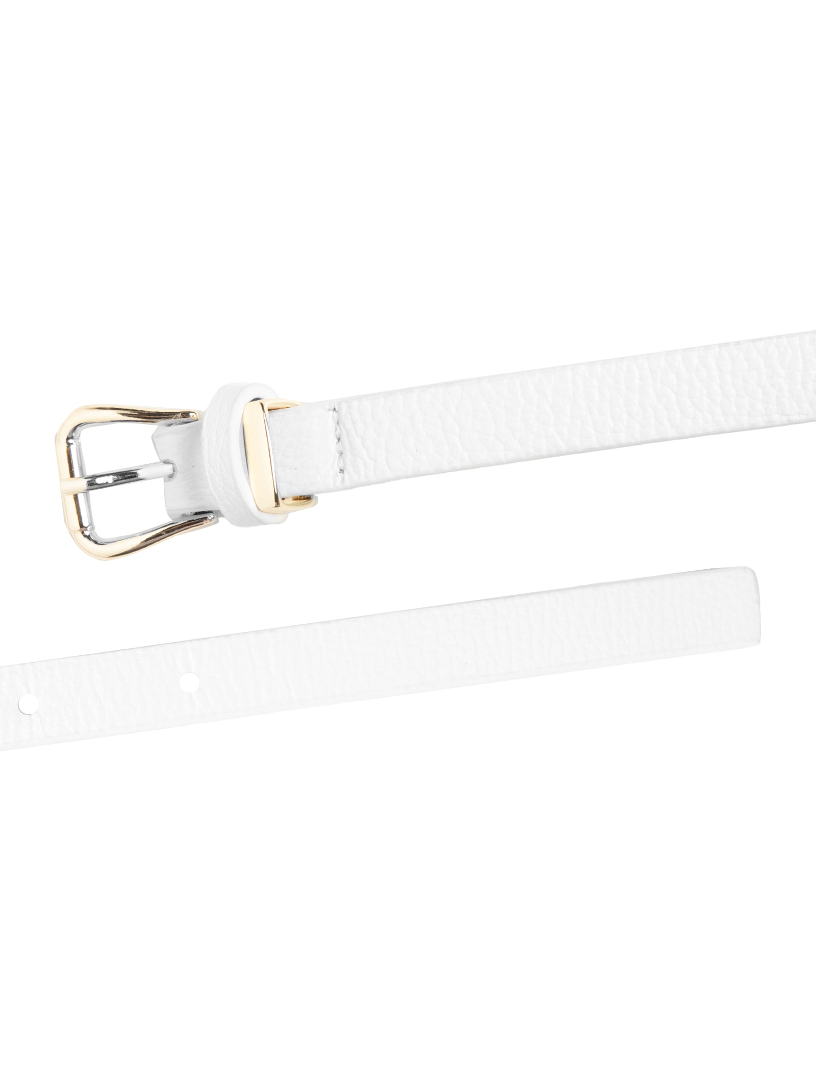 Cinto Feminino em Couro com Fivela Dourada Branco Market 33