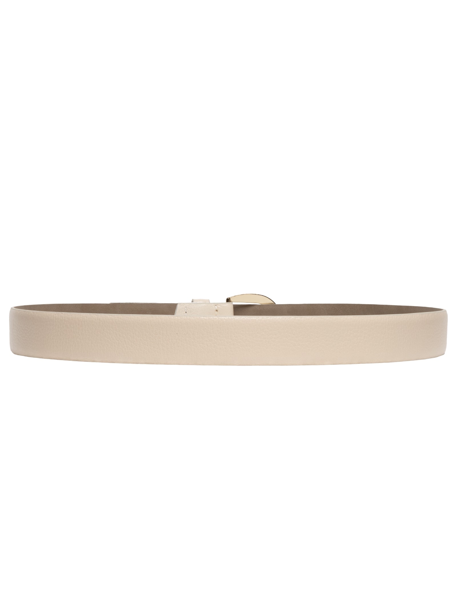 Cinto Feminino Em Couro Com Fivela Dourada Circular Off White Basiq