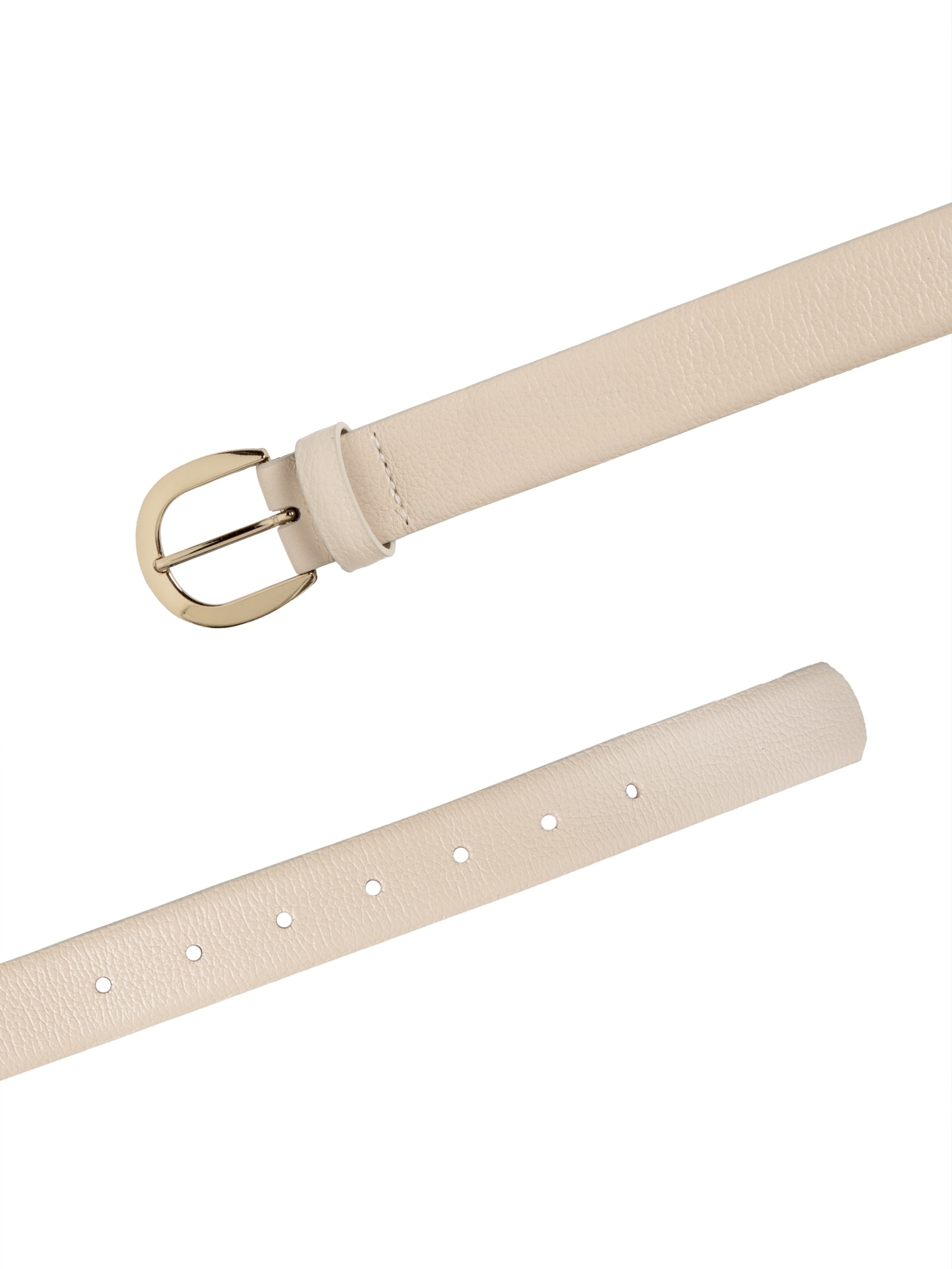 Cinto Feminino Em Couro Com Fivela Dourada Circular Off White Basiq