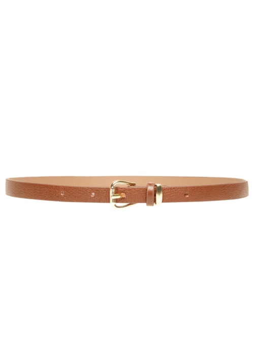 Cinto Feminino Em Couro com Fivela Dourada – Marrom
