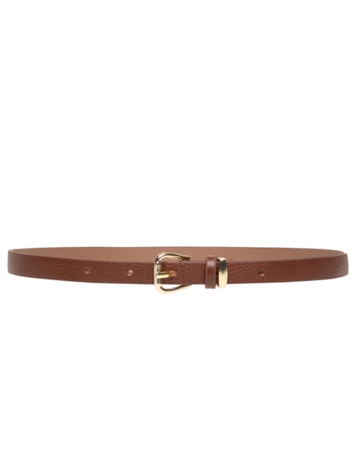 Cinto Feminino Em Couro Com Fivela Dourada – Marrom