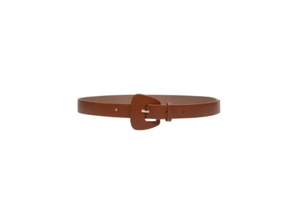 Cinto Feminino Em Couro Com Fivela Encapada - Marrom