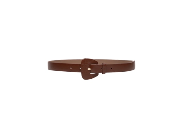 Cinto Feminino Em Couro Com Fivela Encapada - Marrom